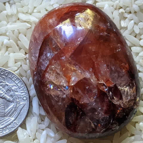 Red Hematoid Quartz Palm Stone~CRRHPS05