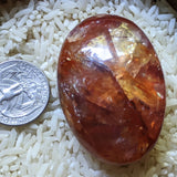 Red Hematoid Quartz Palm Stone~CRRHPS09