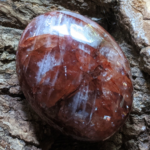 Red Hematoid Quartz Palm Stone~CRRHPS13
