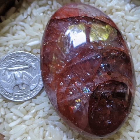 Red Hematoid Quartz Palm Stone~CRRHPS20