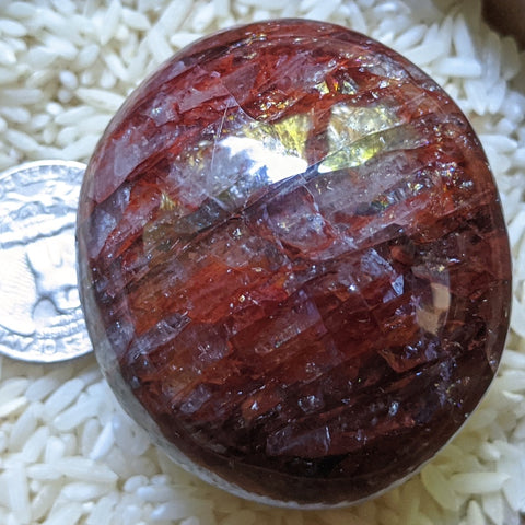 Red Hematoid Quartz Palm Stone~CRRHPS21