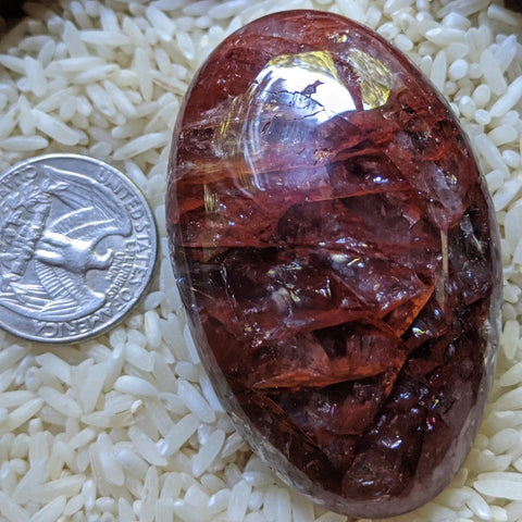 Red Hematoid Quartz Palm Stone~CRRHPS25