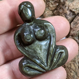 Gold Sheen Obsidian Earth Heart Goddess Carving- CRGSOGG1