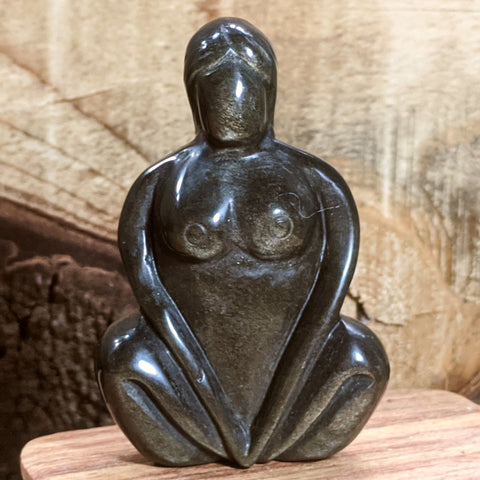 Gold Sheen Obsidian Earth Heart Goddess Carving- CRGSOGG2