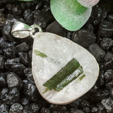 Green Tourmaline in Quartz Pendant~JSSGTQP3