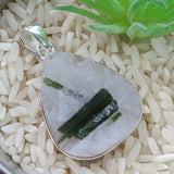 Green Tourmaline in Quartz Pendant~JSSGTQP3