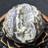 Sphalerite & Druzy in Jasper Sphere- CRSPHDS2