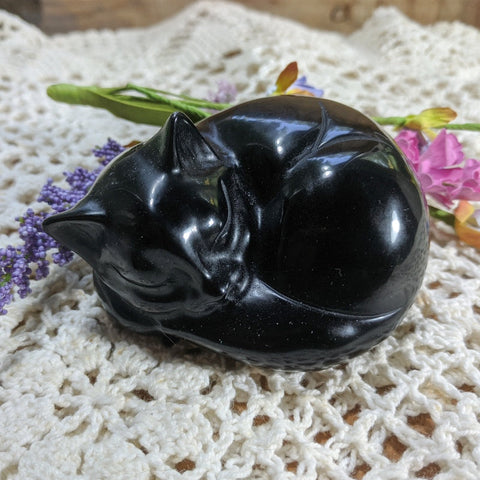 Black Obsidian Sleeping Cat~ CRBOCAT2