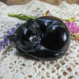 Black Obsidian Sleeping Cat~ CRBOCAT1