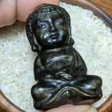 Gold Sheen Obsidian Buddha Carving- CRGSOBUD