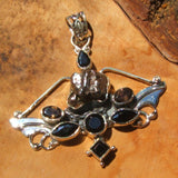 Meteorite, Onyx, Smoky Quartz Pendant JMET04