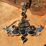 Meteorite, Onyx, Smoky Quartz Pendant JMET07