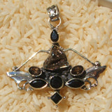 Meteorite, Onyx, Smoky Quartz Pendant JMET07