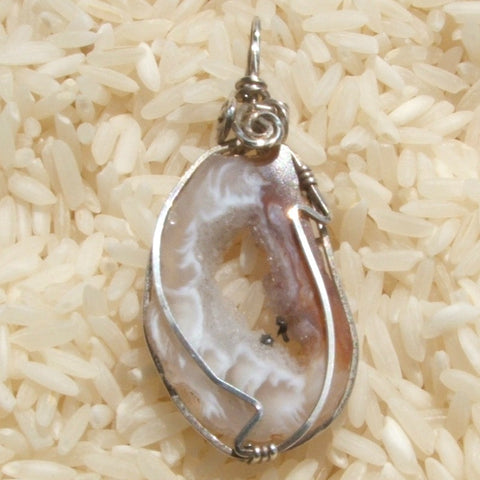 Wire Wrapped Agate Slice Pendant
