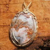 Wire Wrapped Lace Agate Pendant