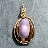 Wire Wrapped Purple Cowrie Shell Pendant