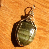 Wire Wrapped Green Calcite Pendant