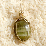 Wire Wrapped Green Calcite Pendant