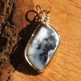 Wire Wrapped Merlinite Dendritic Opal Pendant