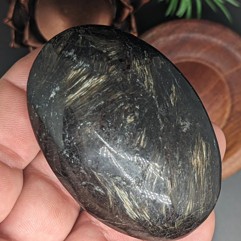 Garnet in Arfvedsonite Palm Stone~CRARFPS5