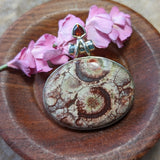 Birds Eye Rhyolite & Garnet Pendant~JSSBERP3