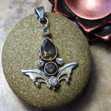 Smoky Quartz, Onyx & Herkimer Diamond Pendant~JSSSQONH