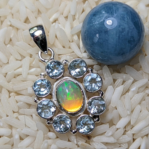 Precious Opal & Blue Topaz Pendant~JSSAOP08