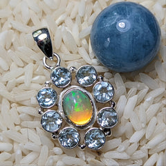 Precious Opal & Blue Topaz Pendant~JSSAOP08