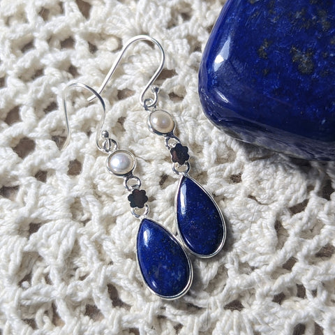 Lapis Lazuli & Pearl Earrings~ JSSLAPPE