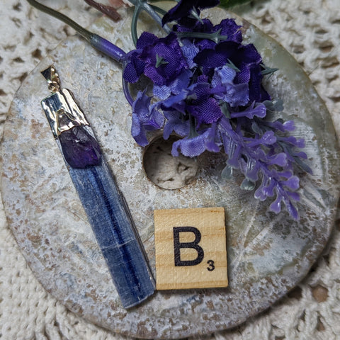 Blue Kyanite & Amethyst Pendant~JSPBKYAM