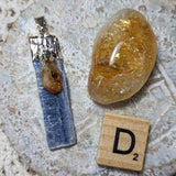 Blue Kyanite & Citrine Pendant~JSPBKYCT