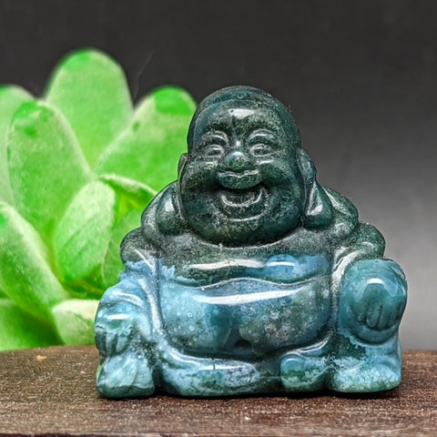 Moss Agate Laughing Buddha~CRMALBUD