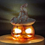 Marble Pumpkin in Witches Hat Carving~CRMPPWHC
