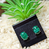 Malachite Post Earrings-Oval~JSSMLOE4