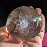 Glass Laser Etched Lotus Sphere~GLASELOT