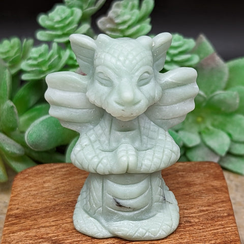 Green Aventurine Meditating Dragon Carving~CRCGAVYD