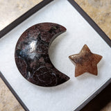 Garnet in Arfvedsonite Moon Carving~CRGAMN04