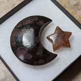 Garnet in Arfvedsonite Moon Carving~CRGAMN10