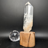 Polished Quartz Crystal in Wood Stand~CRQCWS28
