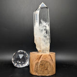 Polished Quartz Crystal in Wood Stand~CRQCWS28