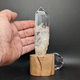 Polished Quartz Crystal in Wood Stand~CRQCWS28