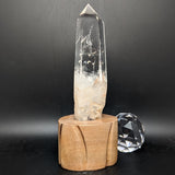 Polished Quartz Crystal in Wood Stand~CRQCWS29
