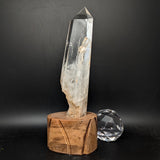 Polished Quartz Crystal in Wood Stand~CRQCWS30