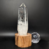 Polished Quartz Crystal in Wood Stand~CRQCWS31