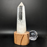 Polished Quartz Crystal in Wood Stand~CRQCWS31