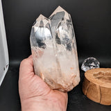 Polished Triplet Quartz Crystal in Wood Stand~CRQCWS32