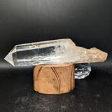 Polished Quartz Crystal in Wood Stand~CRQCWS30