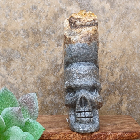 Golden Healer Quartz on Matrix Skull Carving~CRGHQSC2