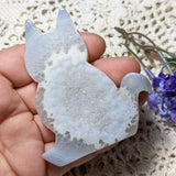 Druzy Agate Cat Carving~CRACAT01