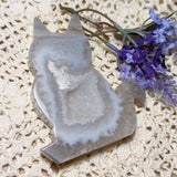 Druzy Agate Cat Carving~CRACAT06